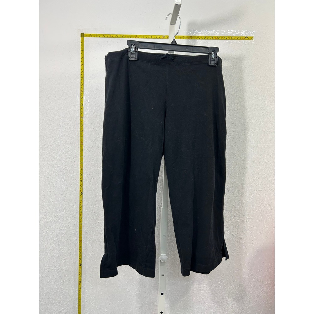 Everlast Womens XL Black Cropped Athletic Yoga Pants Drawstring Cotton Blend